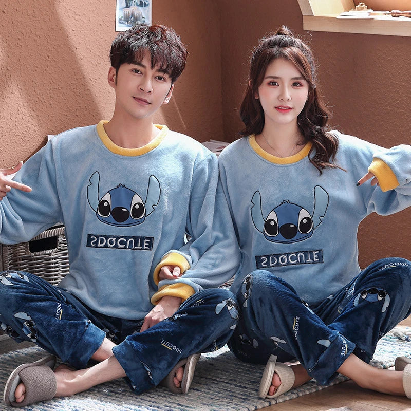 Pyjama Stitch - Bleu à Bordures Jaunes pour Homme