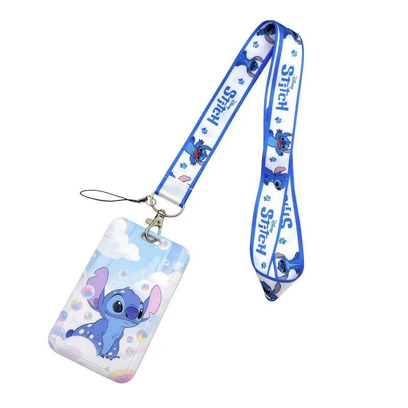 Porte-badge Stitch Fond Pastel avec Tour de Cou