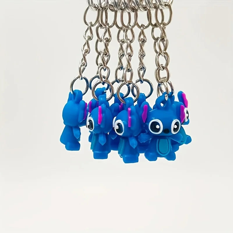 Lot de 10 porte-clés Stitch Silhouettes Bleues
