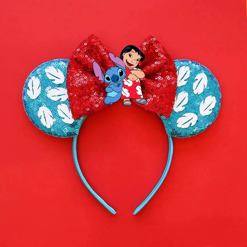 Serre-tête Lilo et Stitch Nœud Rouge Pailleté