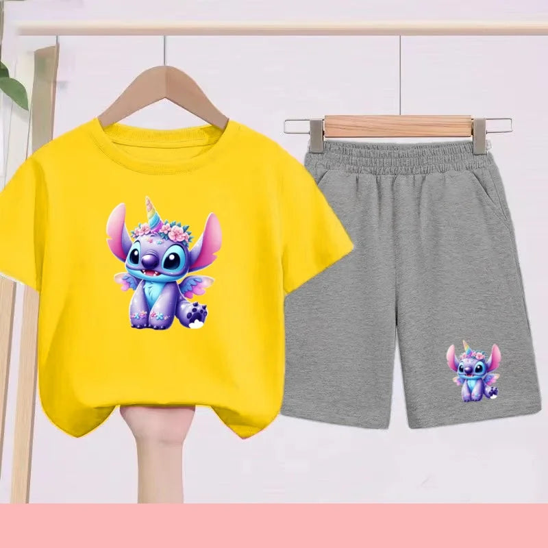 Ensemble Stitch - Licorne avec Haut Jaune et Short Gris