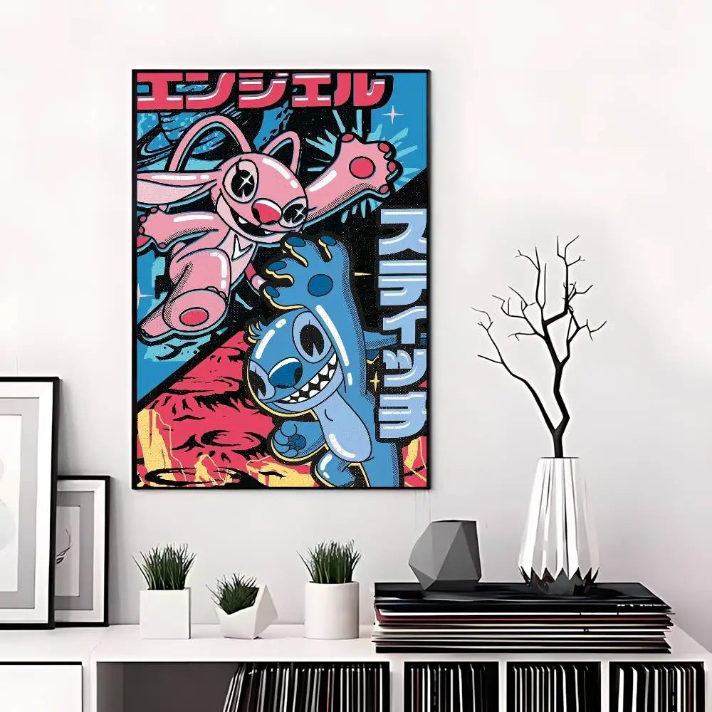 Affiche Stitch et Angel - Graphisme Japonais