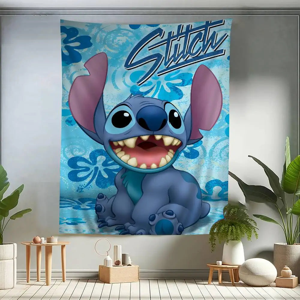 Tenture murale Stitch - Hibiscus Bleus