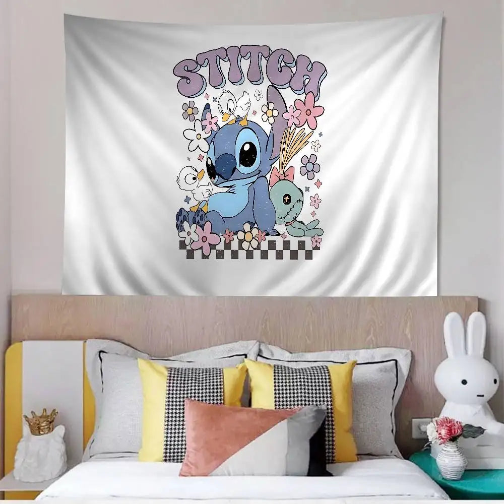 Tenture murale Stitch - Poupée et Damier Fleuri