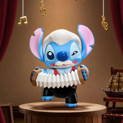 Figurine Stitch - Accordéoniste à Moustache Blanche