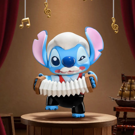 Figurine Stitch - Accordéoniste à Moustache Blanche