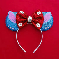 oreilles Stitch Nœud Rouge et Bijou Central