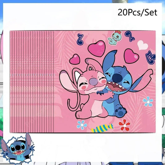 Lot de 20 serviettes Stitch et Angel - Câlin sur Fond Rose