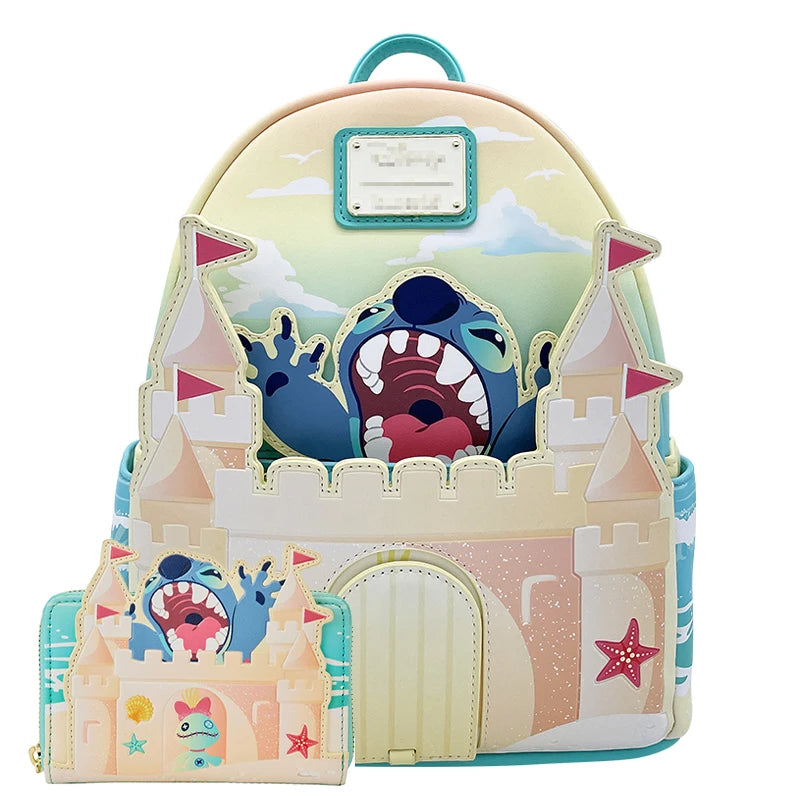 Ensemble sac à dos et portefeuille Stitch - Château de Sable