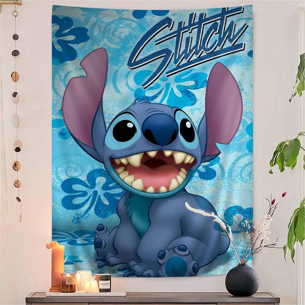 Tenture murale Stitch - Hibiscus Bleus