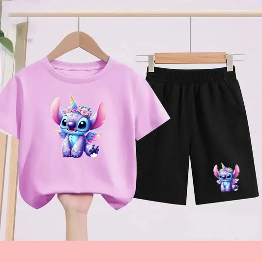 Ensemble Stitch - Licorne avec Haut Mauve et Short Noir