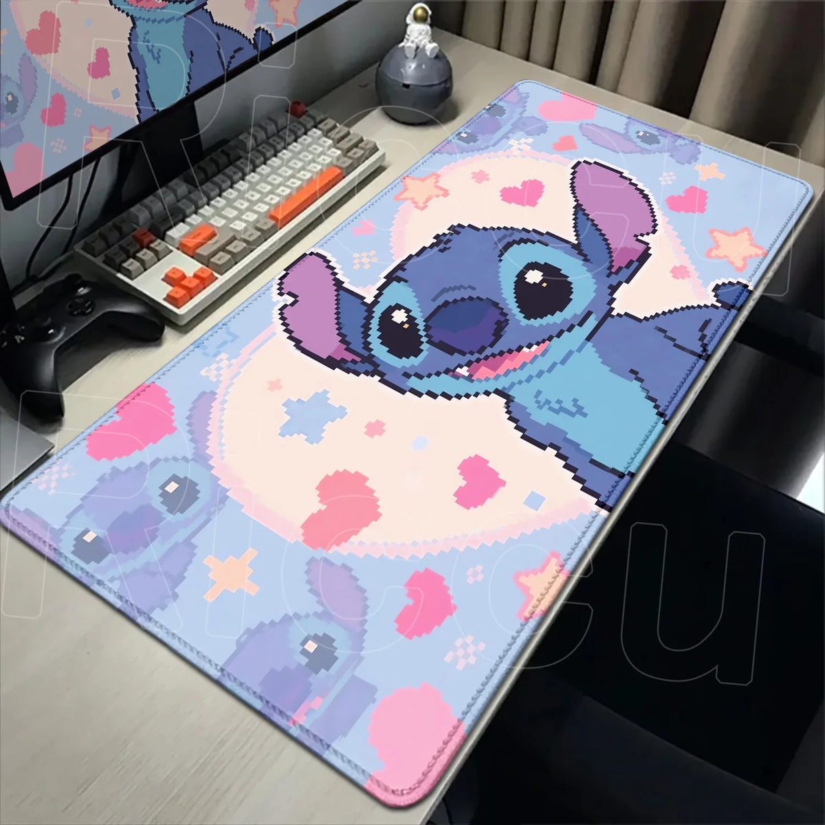 Tapis de souris Stitch - Éclat de Rire et Vagues Bleues