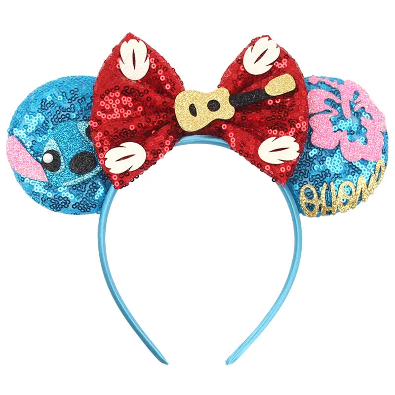 Serre-tête Stitch et Fleurs avec Nœud Guitare
