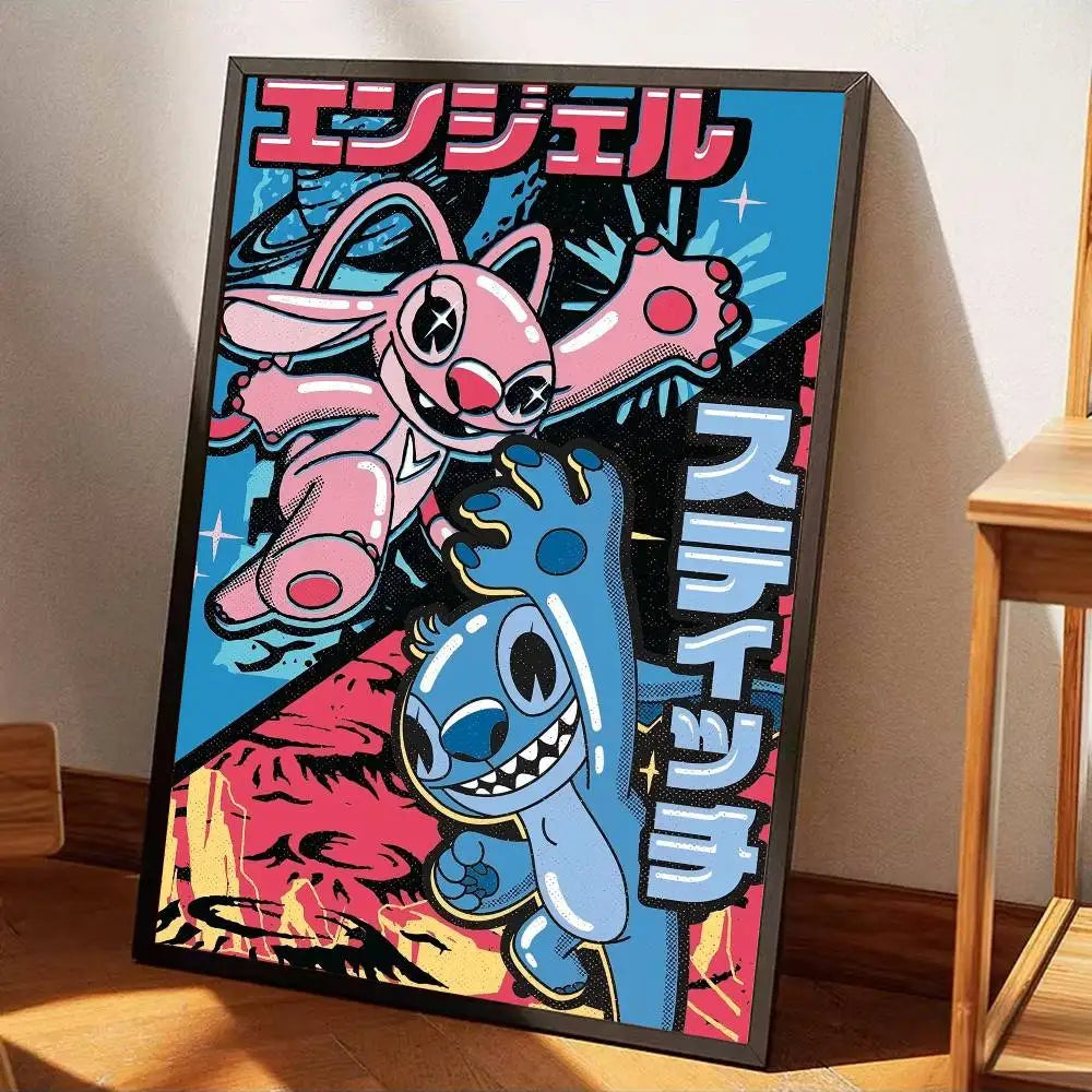 Affiche Stitch et Angel - Graphisme Japonais