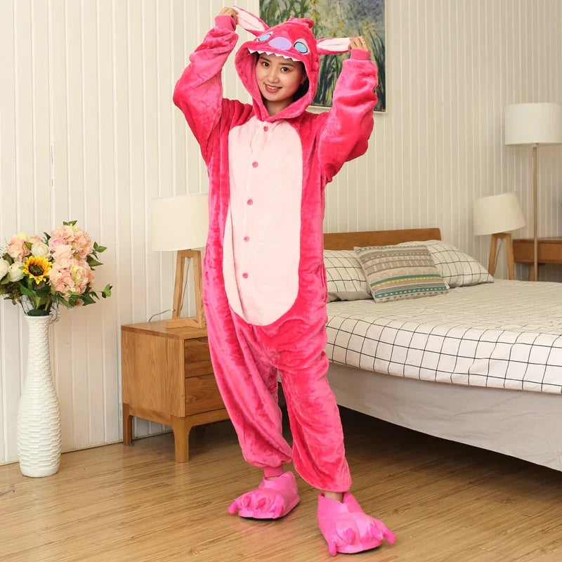 Combinaison Stitch - Rose à Capuche pour Adulte