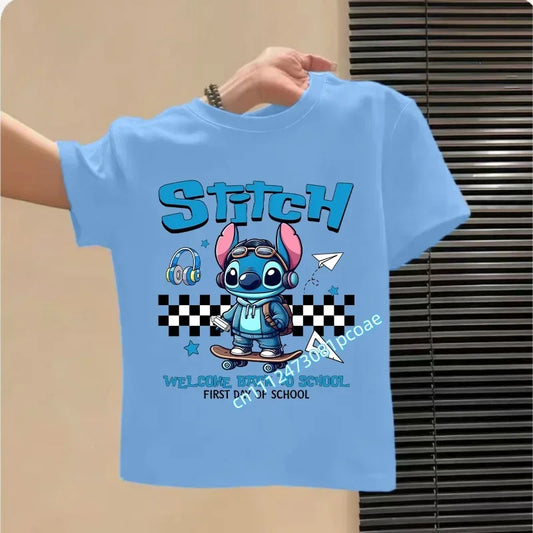 T-shirt Stitch Bleu Écolier et Damier