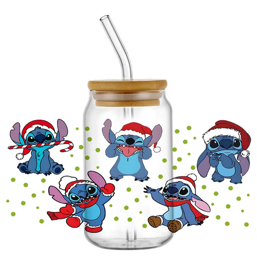 Autocollant pour verre Stitch - Bonnets de Noël