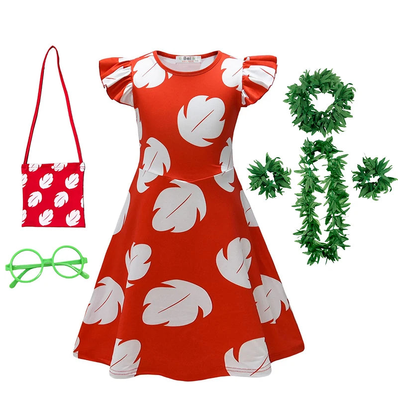 Déguisement Lilo - Robe avec Sac et Lunettes Vertes