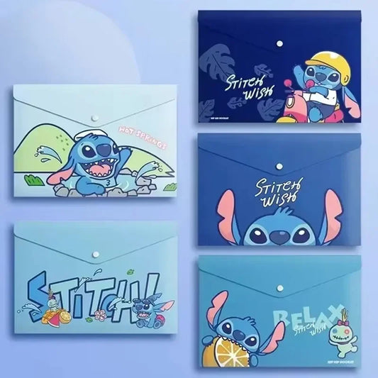 Lot de 5 pochettes à documents Stitch - Bouton
