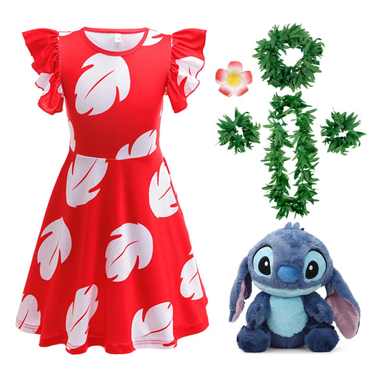 Déguisement Lilo - Robe avec Peluche Stitch et Fleur