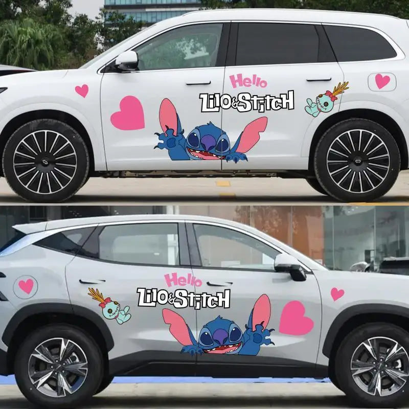 Autocollants voiture Stitch - Hibiscus We Love Stitch