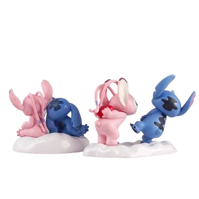 Figurines Stitch et Angel - Danse sur Socle Blanc