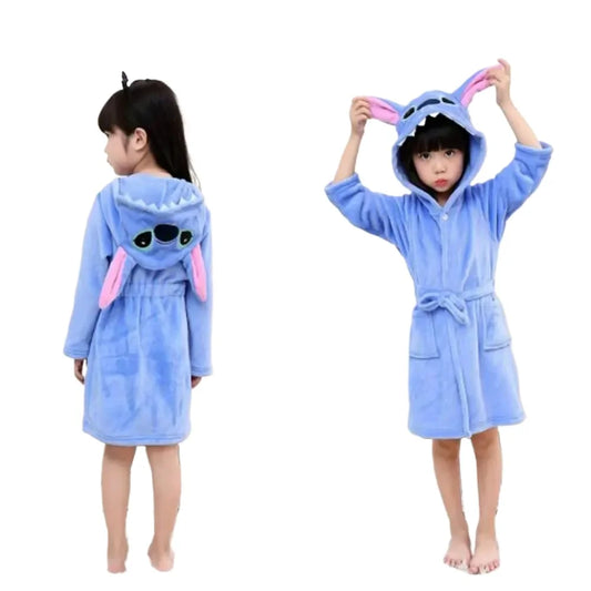 Peignoir Stitch pour enfant - Bleu à Capuche