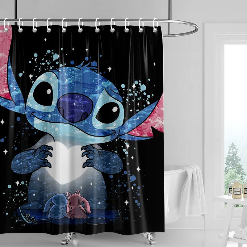 Rideau de douche Stitch - Étoilé sur Fond Noir