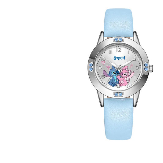 Montre Stitch et Angel - Bracelet Bleu Clair