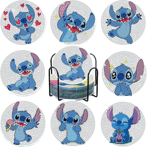 Kit de 8 dessous de verre diamant Stitch - Glace et Costume Spatial