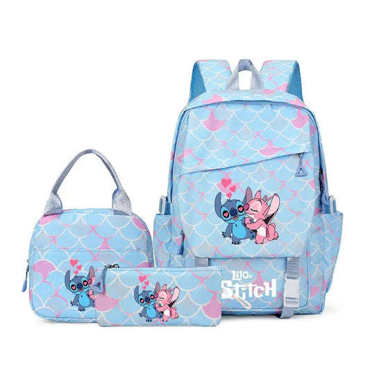 Ensemble sac à dos Stitch et Angel - Bisou à Écailles Bleues
