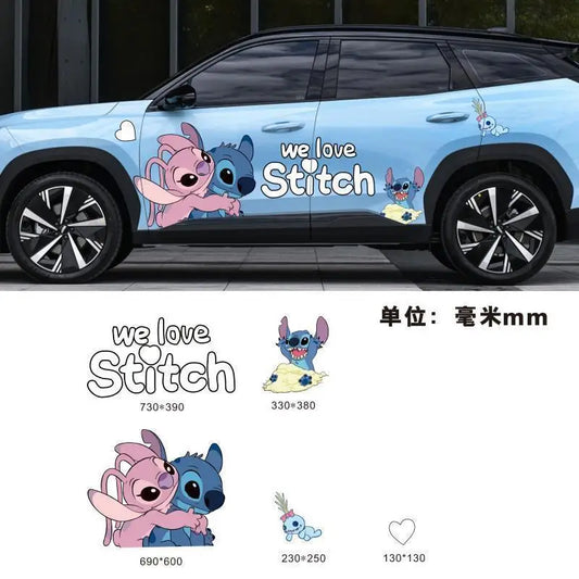 Autocollants voiture Stitch et Angel - Câlin We Love Stitch