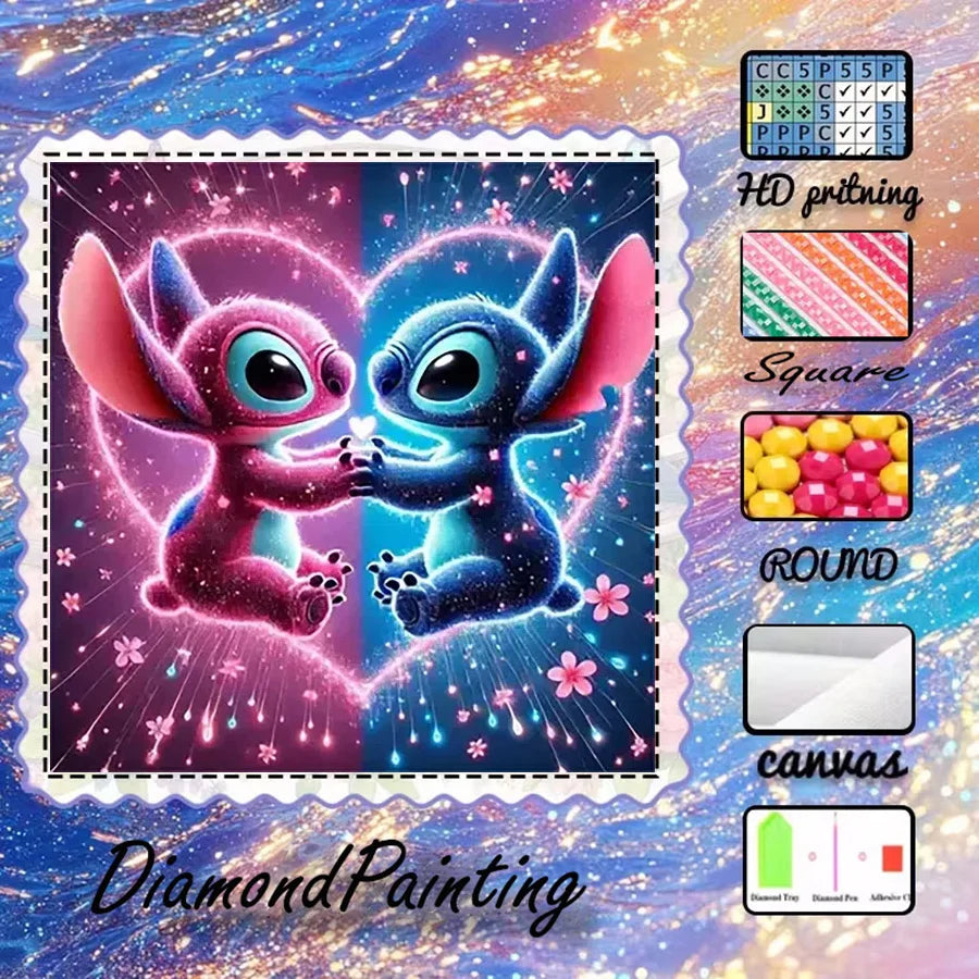 Broderie diamant Stitch - Duo Cosmique à Diamants Carrés