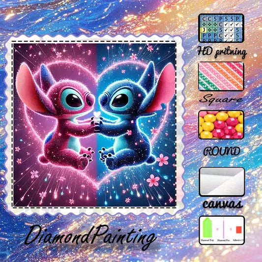 Broderie diamant Stitch - Duo Cosmique à Diamants Carrés