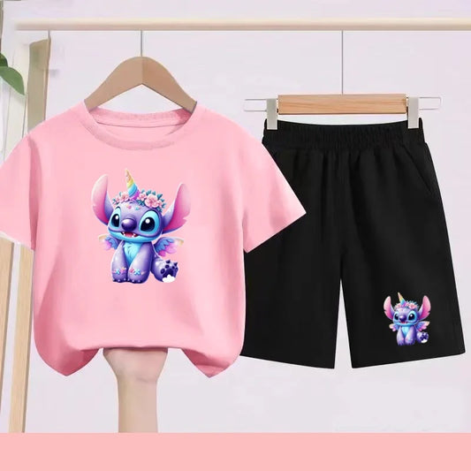 Ensemble Stitch - Licorne avec Haut Rose et Short Noir