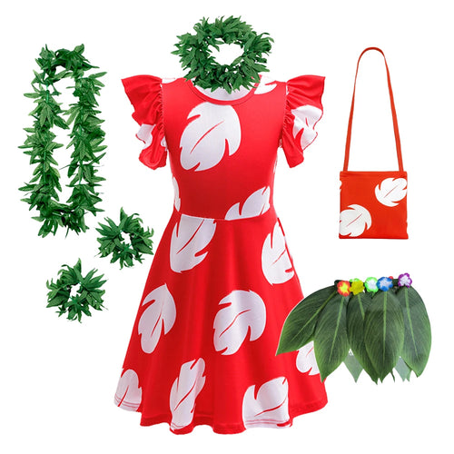 Déguisement Lilo - Robe avec Sac et Jupe de Feuilles