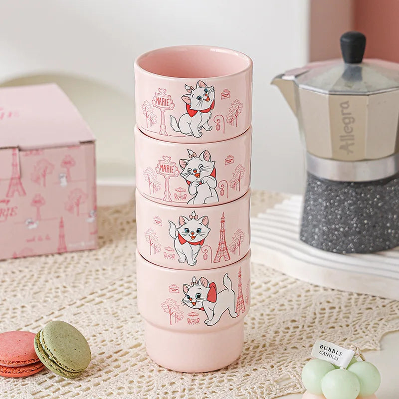 Lot de 4 tasses empilables Stitch et Angel - Couleurs Pastel