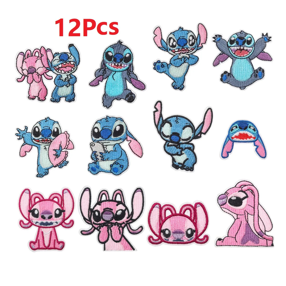 Lot de 12 écussons Stitch et Angel - Assortis
