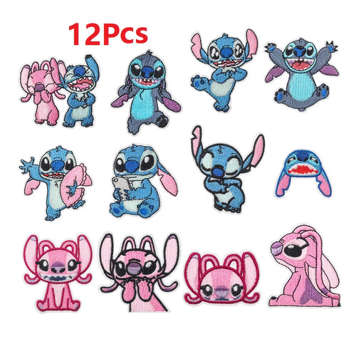 Lot de 12 écussons Stitch et Angel - Assortis