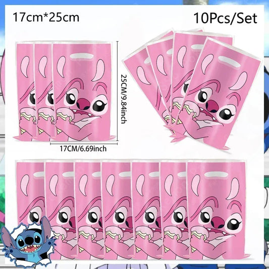 Lot de 10 sachets cadeaux Angel - Visage sur Fond Rose