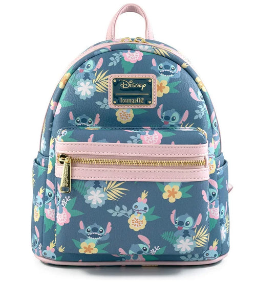Mini sac à dos Stitch - Fleurs et Bordures Roses