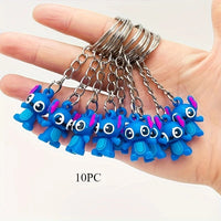 10 porte-clés Stitch Silhouettes Bleues