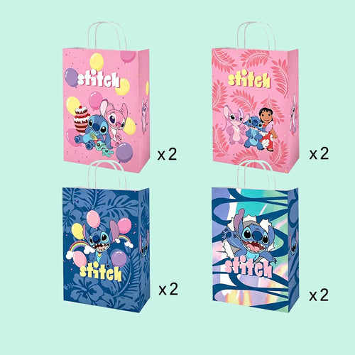 Lot de 8 sacs cadeaux Lilo et Stitch - Quatre Motifs