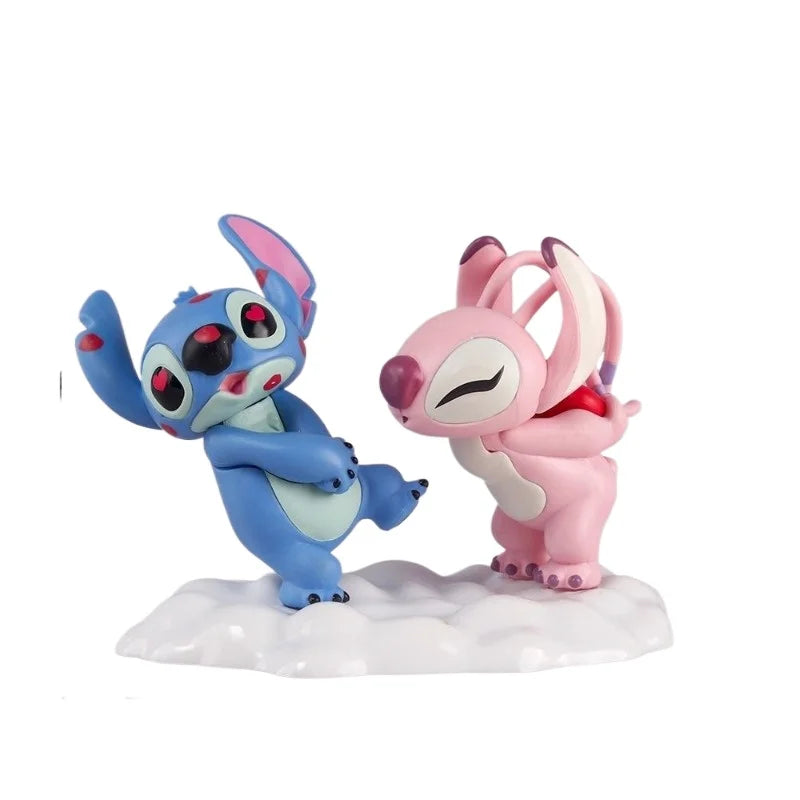 Figurines Stitch et Angel - Danse sur Socle Blanc