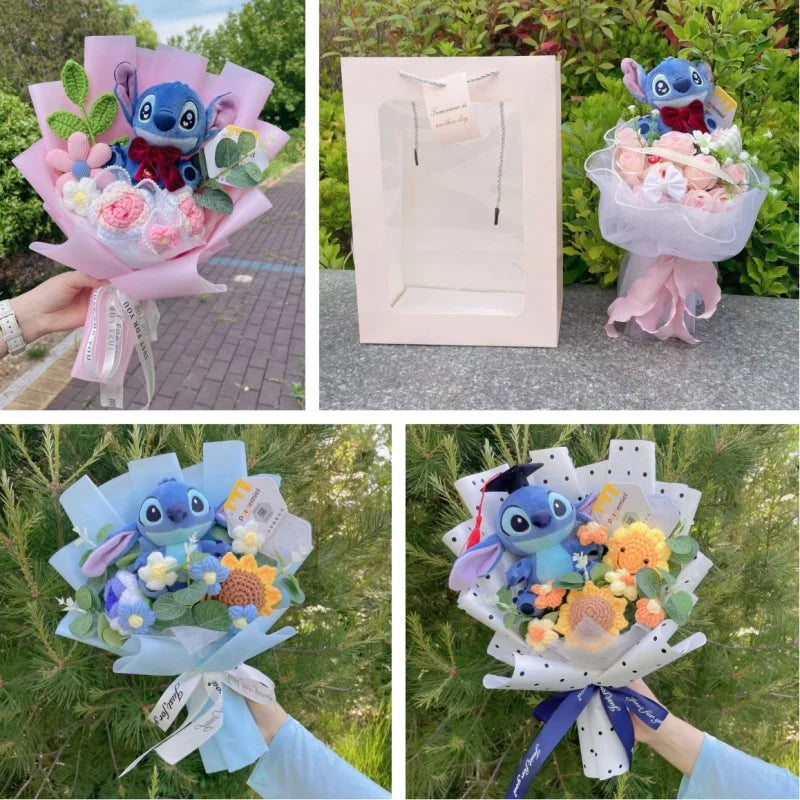 Bouquet avec peluche Stitch - Fleurs Sourire Multicolores