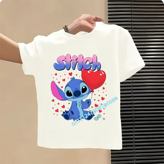 T-shirt Stitch Blanc Ballon Cœur