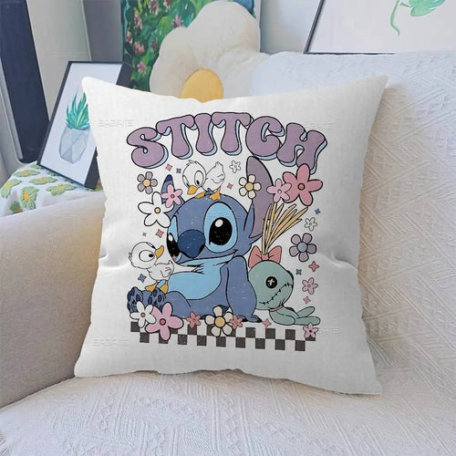 Housse de coussin Stitch - Poupée et Damier Fleuri