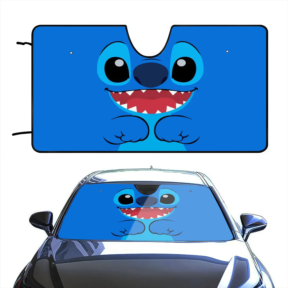 Pare-soleil Stitch Sourire et Pattes sur Fond Bleu