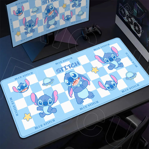 Tapis de souris Stitch - Damier Bleu et Blanc