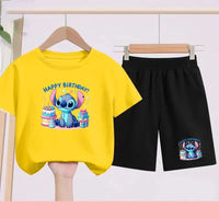 Anniversaire avec Haut Jaune et Short Noir